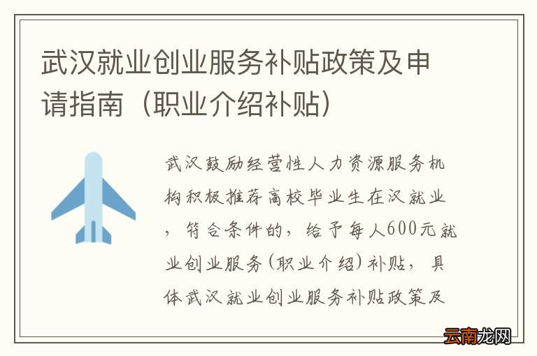 职业介绍补贴 武汉就业创业服务补贴政策及申请指南
