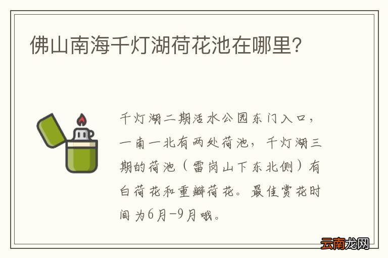 佛山南海千灯湖荷花池在哪里？