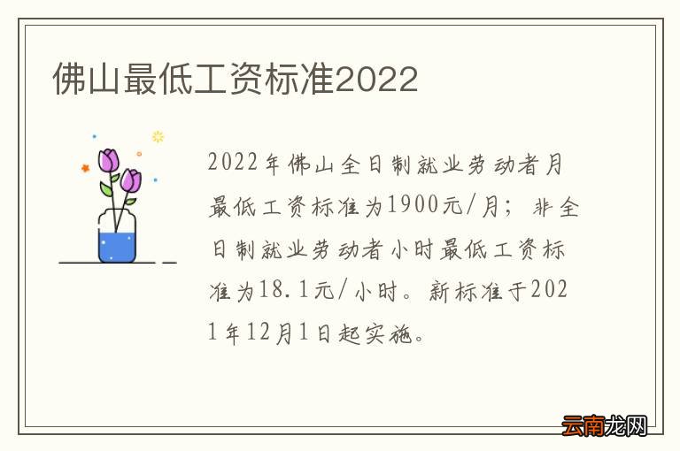 佛山最低工资标准2022