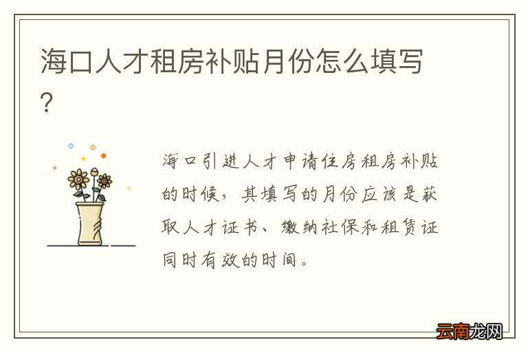 海口人才租房补贴月份怎么填写？