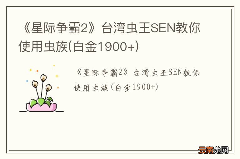白金1900+ 《星际争霸2》台湾虫王SEN教你使用虫族