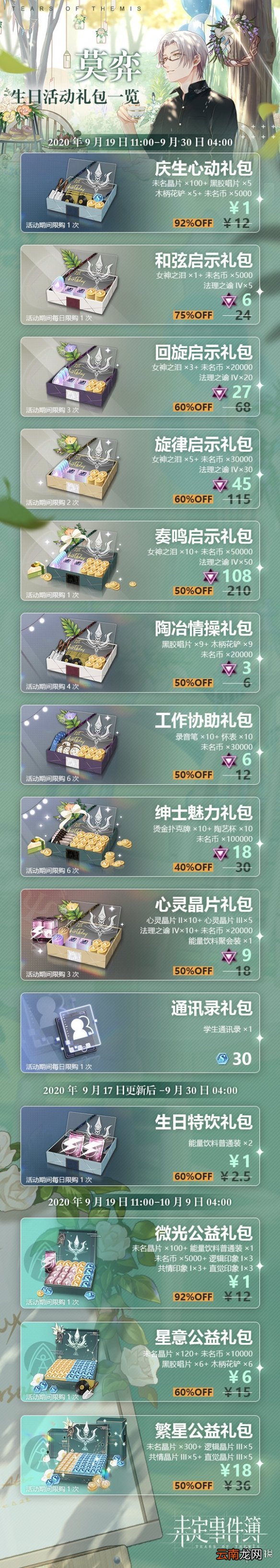 未定事件簿莫逆于心礼包一览 未定事件簿莫逆于心活动礼包有哪些