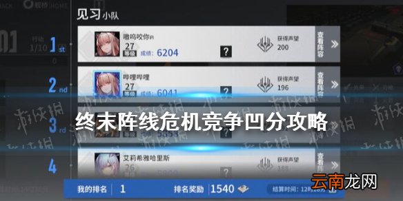 终末阵线伊诺贝塔危机竞争凹分攻略 终末阵线危机竞争6000分思路