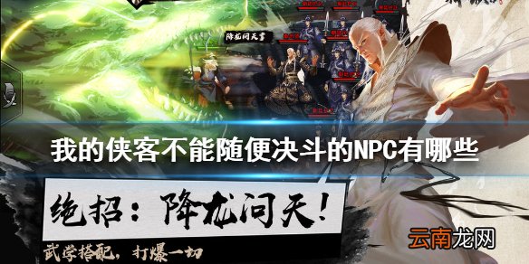 我的侠客不能随便决斗的NPC有哪些 我的侠客不能随便决斗的NPC介绍