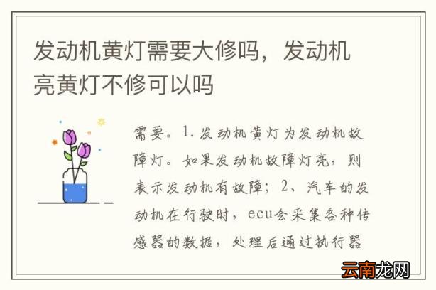 发动机黄灯需要大修吗