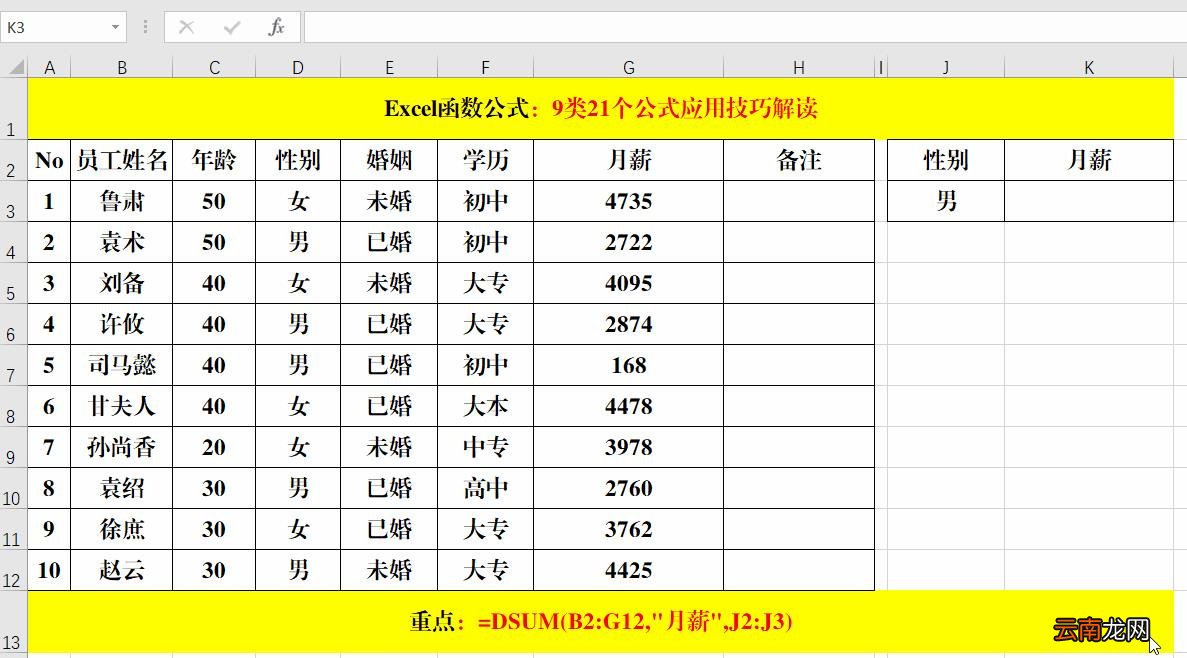 excel公式大全有图详解 excel函数公式大全及图解