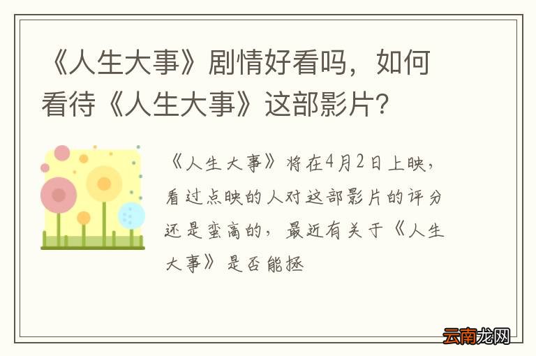 《人生大事》剧情好看吗，如何看待《人生大事》这部影片？
