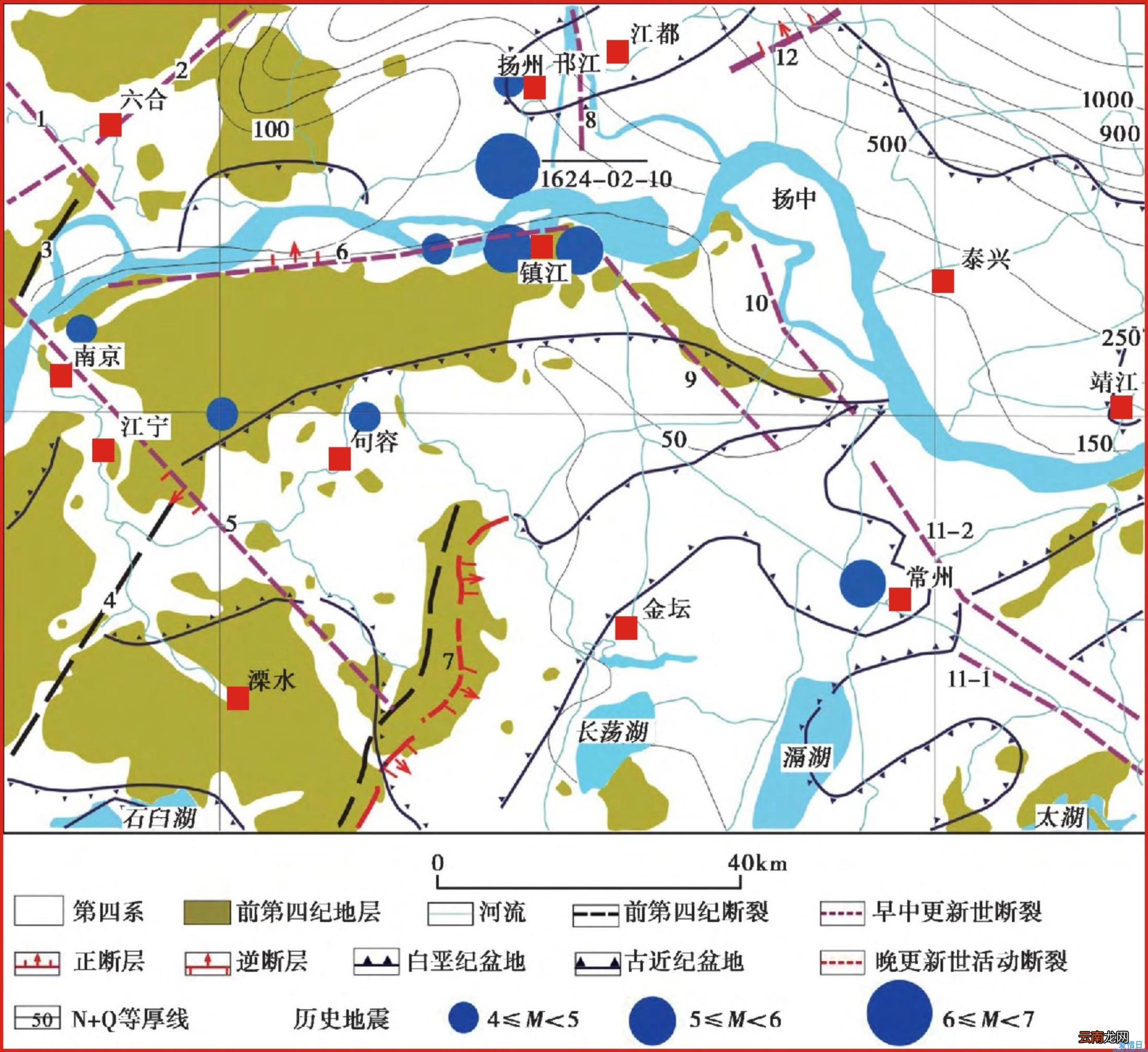 江苏地震带分布图高清 江苏地震带城市名单