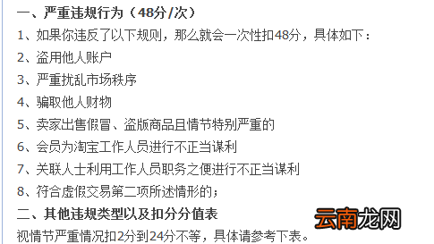 淘宝扣分规定