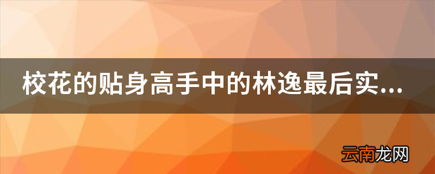 校花的贴身高手中的林逸最后实力是什么等级