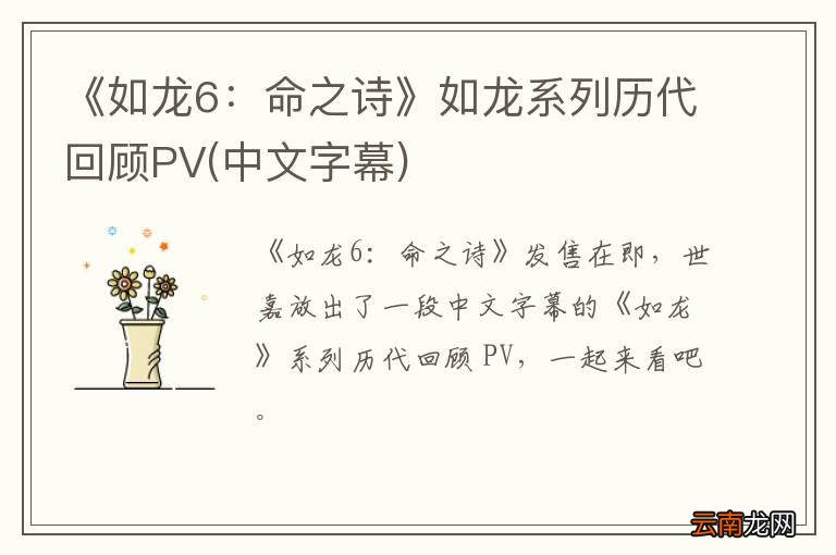 中文字幕 《如龙6：命之诗》如龙系列历代回顾PV