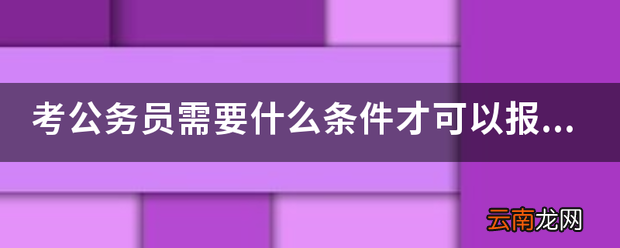 考公务员需要什么条件