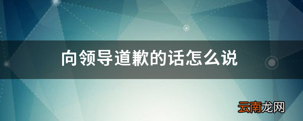 向领导道歉的话 道歉怎么说
