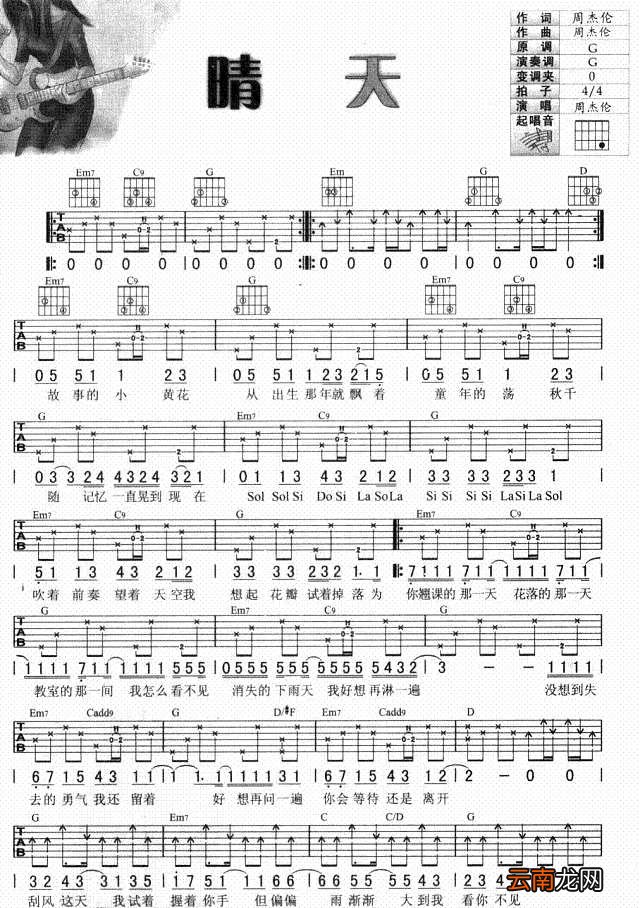 晴天吉他谱