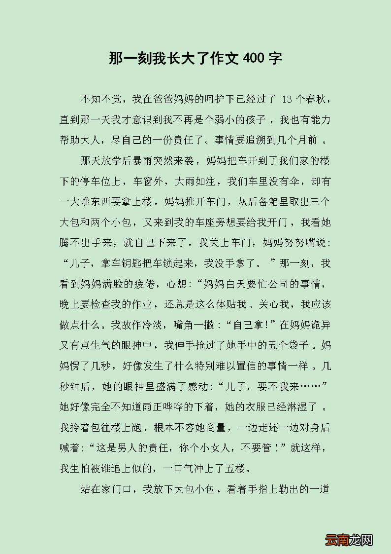 那一刻我长大了作文