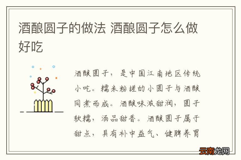 酒酿圆子的做法 酒酿圆子怎么做好吃