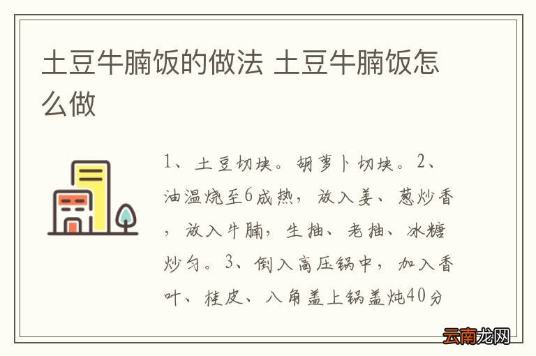 土豆牛腩饭的做法 土豆牛腩饭怎么做