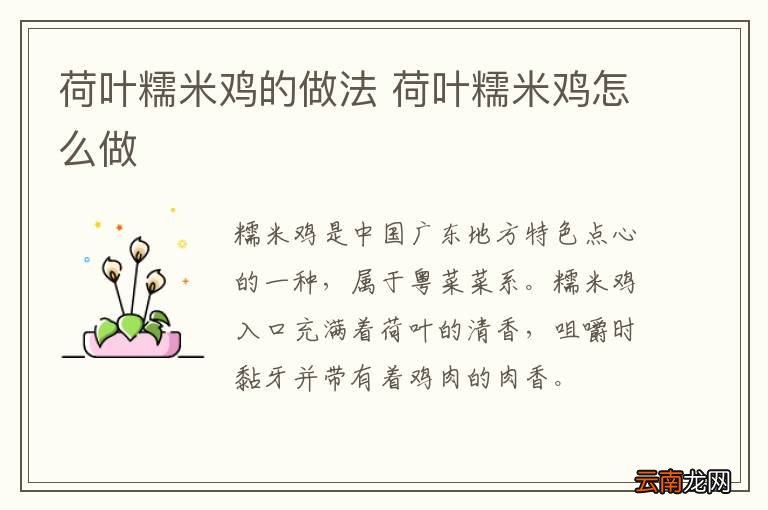 荷叶糯米鸡的做法 荷叶糯米鸡怎么做