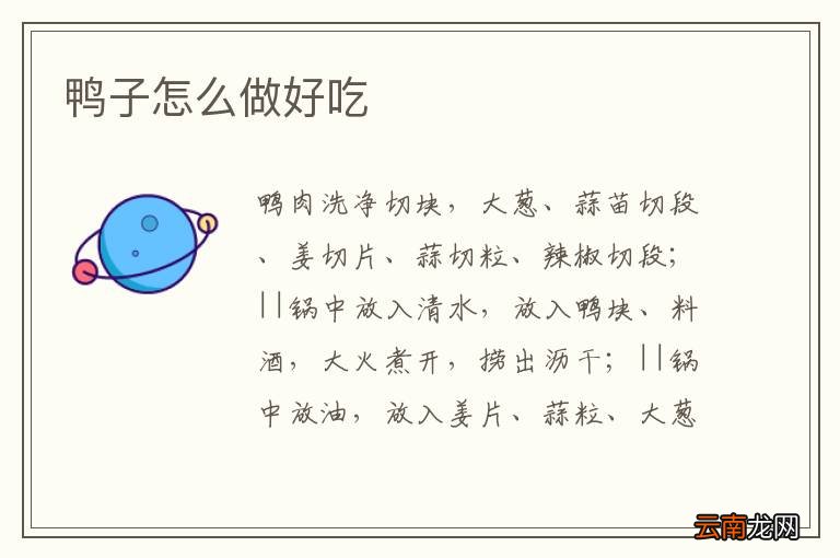 鸭子怎么做好吃