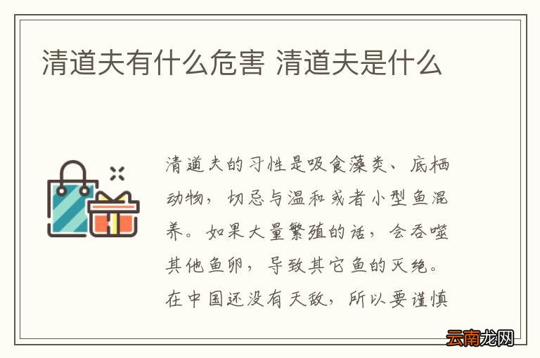 清道夫有什么危害 清道夫是什么