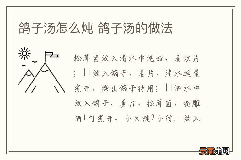 鸽子汤怎么炖 鸽子汤的做法