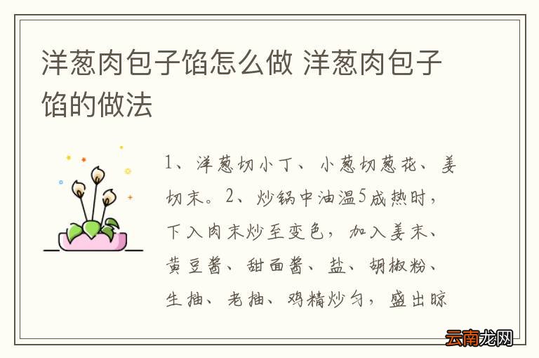洋葱肉包子馅怎么做 洋葱肉包子馅的做法
