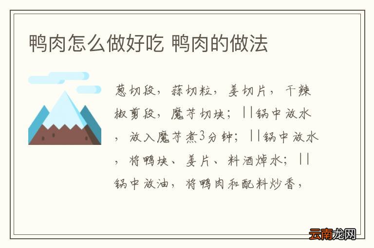 鸭肉怎么做好吃 鸭肉的做法