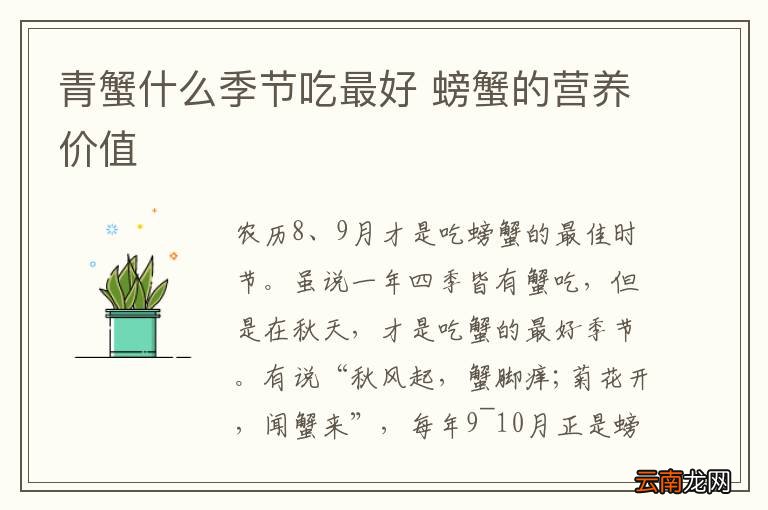 青蟹什么季节吃最好 螃蟹的营养价值