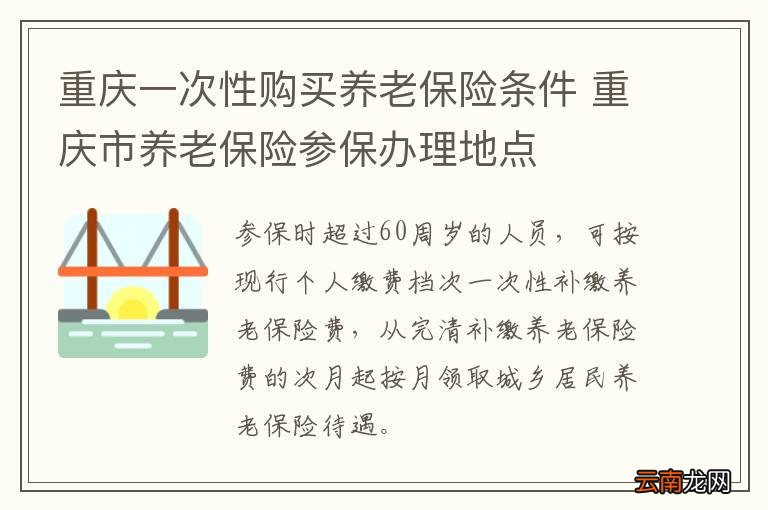 重庆一次性购买养老保险条件 重庆市养老保险参保办理地点