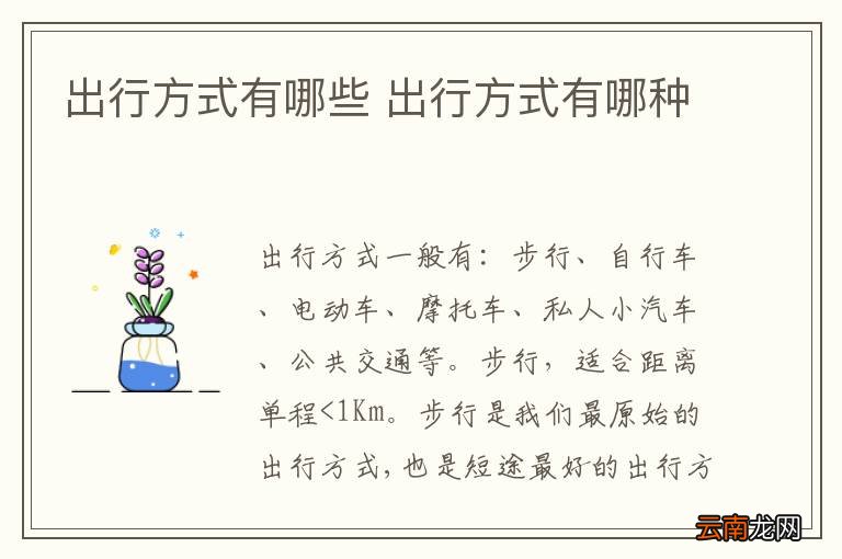 出行方式有哪些 出行方式有哪种