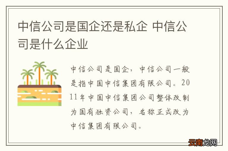 中信公司是国企还是私企 中信公司是什么企业