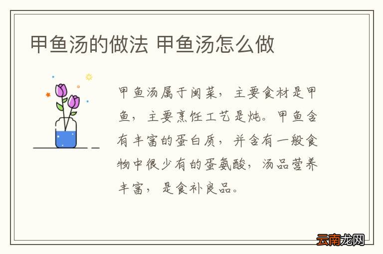 甲鱼汤的做法 甲鱼汤怎么做