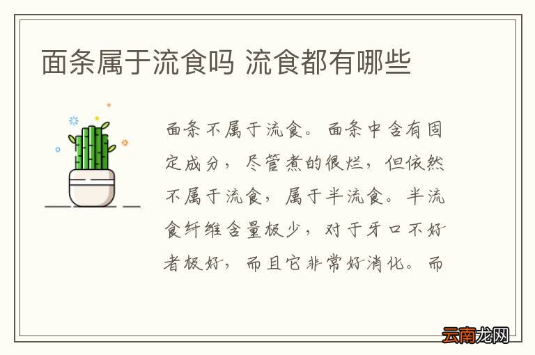 面条属于流食吗 流食都有哪些
