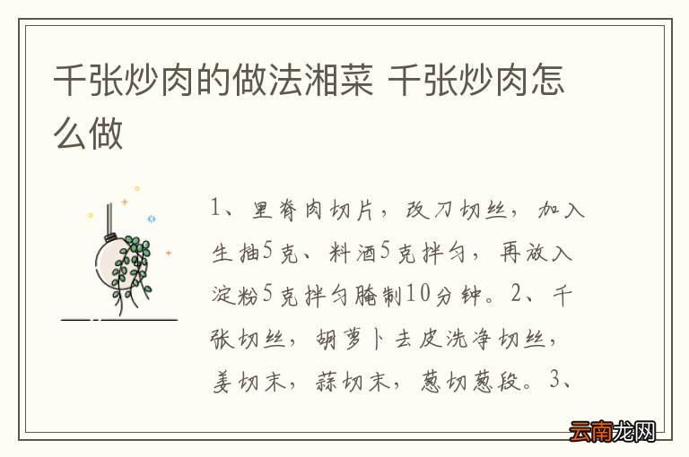 千张炒肉的做法湘菜 千张炒肉怎么做