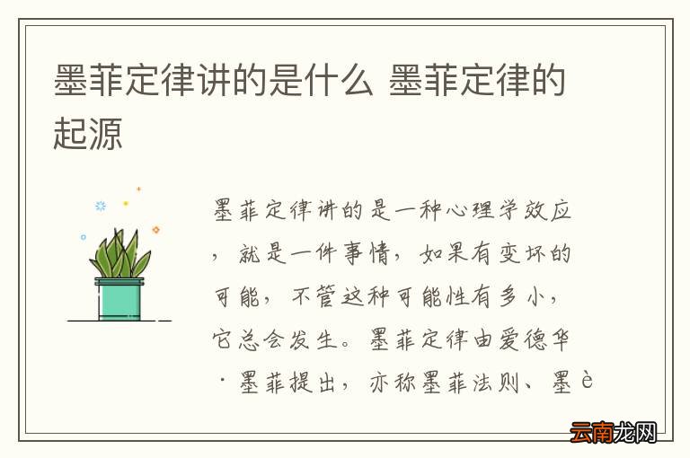 墨菲定律讲的是什么 墨菲定律的起源