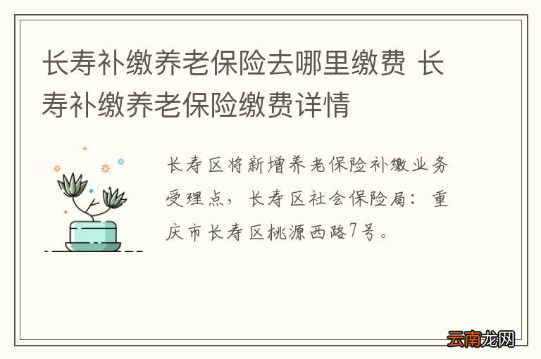 长寿补缴养老保险去哪里缴费 长寿补缴养老保险缴费详情