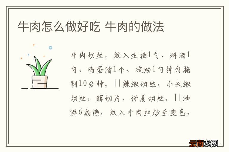 牛肉怎么做好吃 牛肉的做法