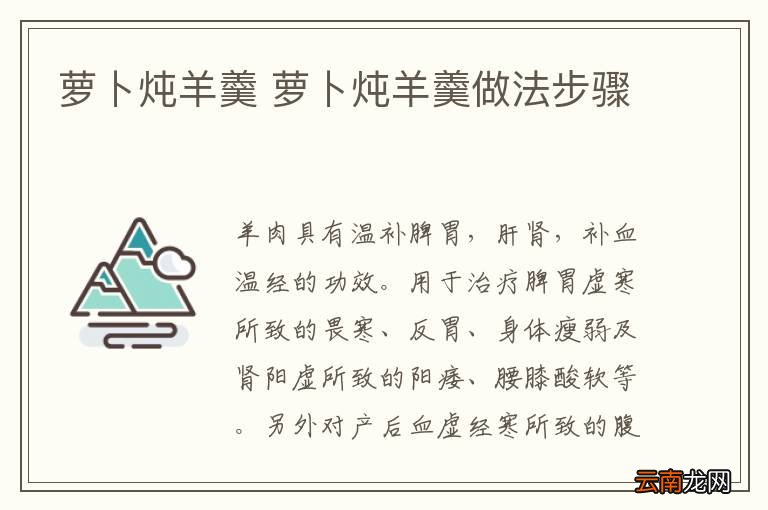 萝卜炖羊羹 萝卜炖羊羹做法步骤