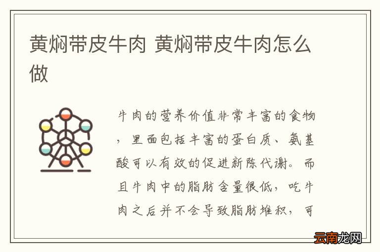 黄焖带皮牛肉 黄焖带皮牛肉怎么做