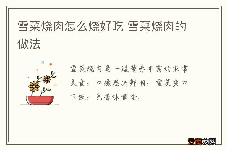 雪菜烧肉怎么烧好吃 雪菜烧肉的做法