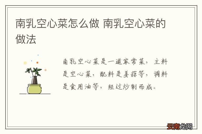 南乳空心菜怎么做 南乳空心菜的做法