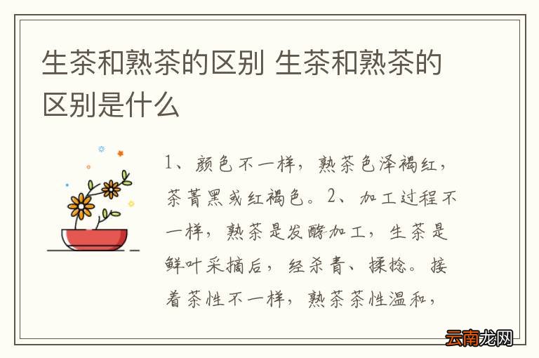 生茶和熟茶的区别 生茶和熟茶的区别是什么