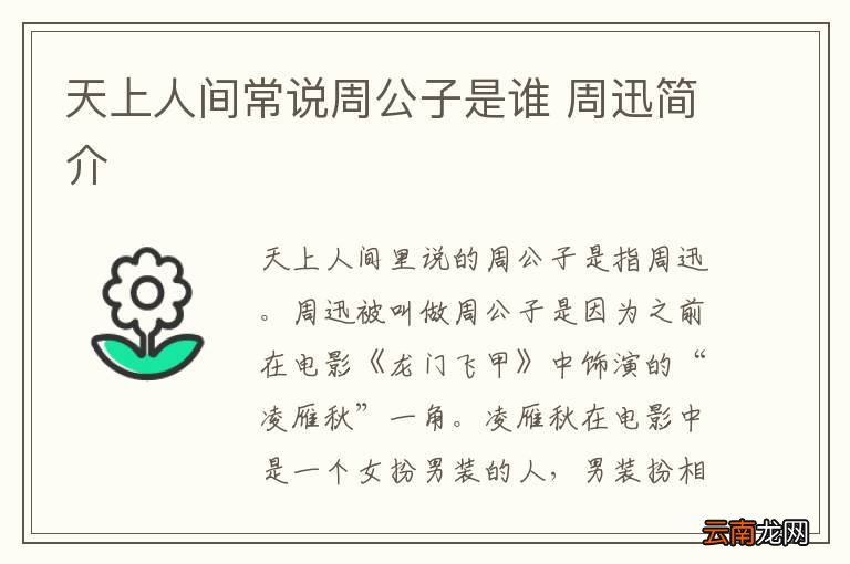 天上人间常说周公子是谁 周迅简介