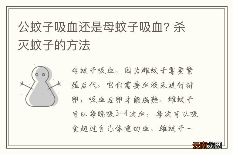 公蚊子吸血还是母蚊子吸血? 杀灭蚊子的方法