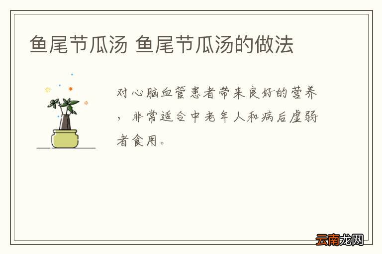 鱼尾节瓜汤 鱼尾节瓜汤的做法