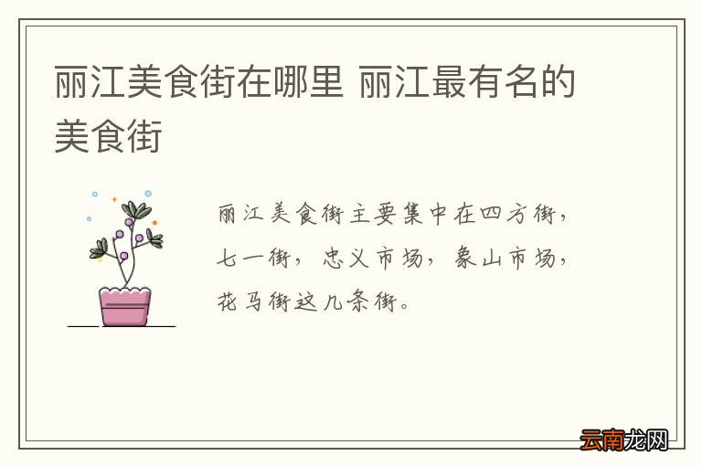丽江美食街在哪里 丽江最有名的美食街