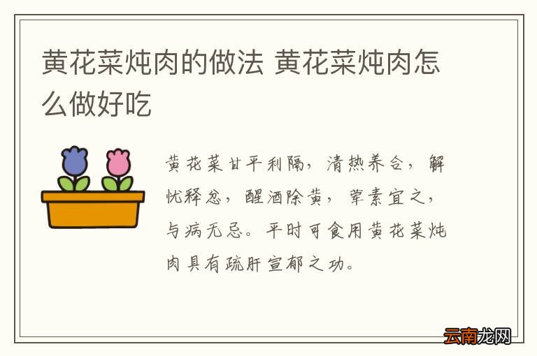 黄花菜炖肉的做法 黄花菜炖肉怎么做好吃