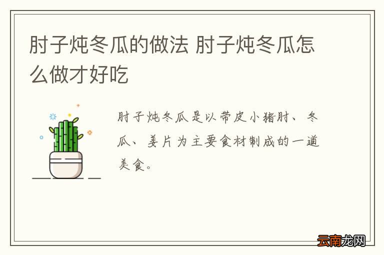 肘子炖冬瓜的做法 肘子炖冬瓜怎么做才好吃