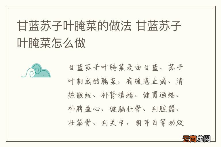 甘蓝苏子叶腌菜的做法 甘蓝苏子叶腌菜怎么做