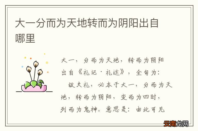 大一分而为天地转而为阴阳出自哪里